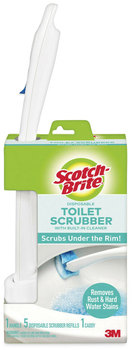 Scotch-Brite® Toilet Scrubber Starter Kit 1 Handle and 5 Scrubbers, White/Blue