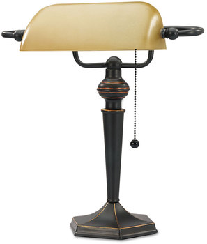 Alera® Banker's Lamp Traditional 10w x 13.38d 16h, Antique Bronze
