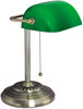 A Picture of product ALE-LMP557AB Alera® Banker's Lamp Traditional Green Glass Shade, 10.5w x 11d 13h, Antique Brass