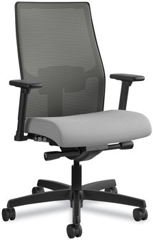 HON® Ignition® 2.0 4-Way Stretch Mid-Back Mesh Task Chair Supports 300 lb, 17" to 21" Seat, Frost Charcoal Back, Black Base