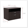 A Picture of product ALE-LS583020ES Alera® Open Office Desk Series Low File Cabinet Credenza 2-Drawer: Pencil/File,Legal/Letter,1 Shelf,Espresso,29.5x19.13x22.88