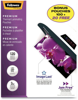 Fellowes® ImageLast™ Laminating Pouches with UV Protection 3 mil, 9" x 11.5", Clear, 120/Pack
