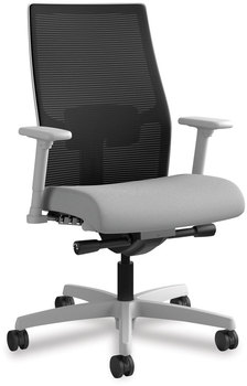 HON® Ignition® 2.0 4-Way Stretch Mid-Back Mesh Task Chair Adjustable Lumbar Support, Frost Seat, Black Back, Titanium Base