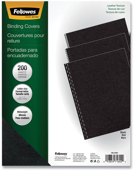 Fellowes® Executive Leather-Like Presentation Cover Black, 11 x 8.5, Unpunched, 200/Pack