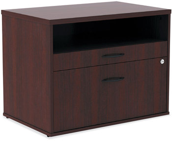 Alera® Open Office Desk Series Low File Cabinet Credenza 2-Drawer: Pencil/File,Legal/Letter,1 Shelf,Mahogany,29.5x19.13x22.88