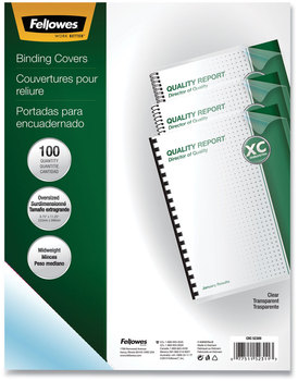 Fellowes® Crystals™ Transparent Presentation Covers for Binding Systems Clear, with Round Corners, 11.25 x 8.75, Unpunched, 100/Pack