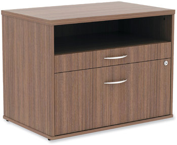 Alera® Open Office Desk Series Low File Cabinet Credenza 2-Drawer: Pencil/File, Legal/Letter, 1 Shelf,Walnut,29.5x19.13x22.88