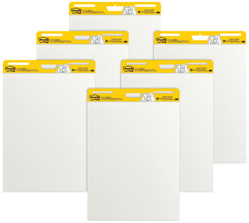 Post-it® Easel Pads Super Sticky Self-Stick Vertical-Orientation Pad Value Pack, Unruled, 25 x 30, White, Sheets, 6/Carton