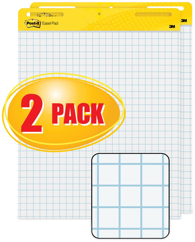 Vertical-Orientation Self-Stick Easel Pad Value Pack, Quadrille