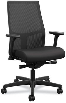 HON® Ignition® 2.0 4-Way Stretch Mid-Back Mesh Task Chair Supports 300 lb, 17" to 21" Seat Height, Black Seat/Back, Base