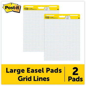 Post-it® Easel Pads Super Sticky Self-Stick Vertical-Orientation Quadrille Rule (1 sq/in), 25 x 30, White, Sheets, 2/Carton