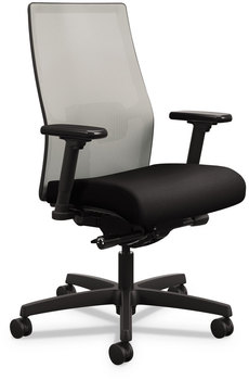 HON® Ignition® 2.0 4-Way Stretch Mid-Back Mesh Task Chair Adjustable Lumbar Support, Black Seat, Fog Back, Base