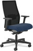 A Picture of product HON-I2M2BMLA13TK HON® Ignition® 2.0 4-Way Stretch Mid-Back Mesh Task Chair Mid-Black Supports 300 lb, 17" to 21" Seat Ht, Navy/Black, Ships in 7-10 Bus Days