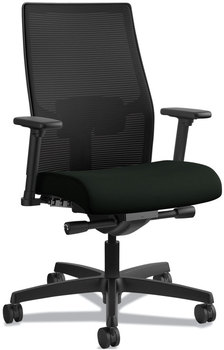 HON® Ignition® 2.0 4-Way Stretch Mid-Back Mesh Task Chair Adjustable Lumbar Support, Black Seat/Back, Base