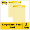 A Picture of product MMM-561 Post-it® Easel Pads Super Sticky Self-Stick Vertical-Orientation Presentation Format (1.5" Rule), 25 x 30, Yellow, Sheets, 2/Carton
