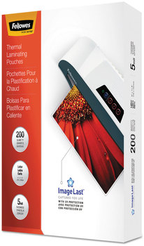 Fellowes® ImageLast™ Laminating Pouches with UV Protection 5 mil, 9" x 11.5", Clear, 200/Pack