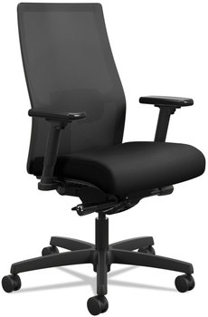 HON® Ignition® 2.0 4-Way Stretch Mid-Back Mesh Task Chair Adjustable Lumbar Support, Black Seat/Back, Base