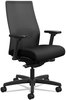 A Picture of product HON-I2MM2AMC10BT HON® Ignition® 2.0 4-Way Stretch Mid-Back Mesh Task Chair Adjustable Lumbar Support, Black Seat/Back, Base