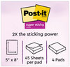 A Picture of product MMM-5845SSUC Post-it® Notes Super Sticky Pads in Energy Boost Colors Collection Note Ruled, 5" x 8", 45 Sheets/Pad, 4 Pads/Pack