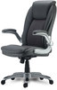 A Picture of product ALE-LT4219 Alera® Leithen Bonded Leather Midback Chair Supports Up to 275 lb, Gray Seat/Back, Silver Base