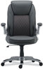 A Picture of product ALE-LT4219 Alera® Leithen Bonded Leather Midback Chair Supports Up to 275 lb, Gray Seat/Back, Silver Base