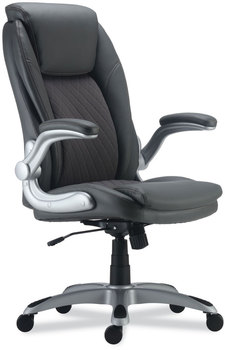 Alera® Leithen Bonded Leather Midback Chair Supports Up to 275 lb, Gray Seat/Back, Silver Base