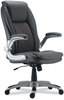 A Picture of product ALE-LT4219 Alera® Leithen Bonded Leather Midback Chair Supports Up to 275 lb, Gray Seat/Back, Silver Base