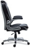 A Picture of product ALE-LT4249 Alera® Leithen Bonded Leather Midback Chair Supports Up to 275 lb, Black Seat/Back, Silver Base