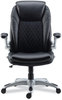 A Picture of product ALE-LT4249 Alera® Leithen Bonded Leather Midback Chair Supports Up to 275 lb, Black Seat/Back, Silver Base