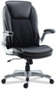 A Picture of product ALE-LT4249 Alera® Leithen Bonded Leather Midback Chair Supports Up to 275 lb, Black Seat/Back, Silver Base