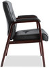 A Picture of product ALE-MA43ALS10M Alera® Madaris Series Bonded Leather Guest Chair with Wood Trim Legs 25.39" x 25.98" 35.62", Black Seat/Back, Mahogany Base