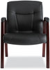 A Picture of product ALE-MA43ALS10M Alera® Madaris Series Bonded Leather Guest Chair with Wood Trim Legs 25.39" x 25.98" 35.62", Black Seat/Back, Mahogany Base
