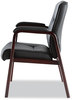 A Picture of product ALE-MA43ALS10M Alera® Madaris Series Bonded Leather Guest Chair with Wood Trim Legs 25.39" x 25.98" 35.62", Black Seat/Back, Mahogany Base