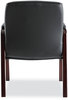 A Picture of product ALE-MA43ALS10M Alera® Madaris Series Bonded Leather Guest Chair with Wood Trim Legs 25.39" x 25.98" 35.62", Black Seat/Back, Mahogany Base