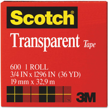 Scotch® Transparent Tape 1" Core, 0.75" x 36 yds,