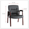 A Picture of product ALE-MA43ALS10M Alera® Madaris Series Bonded Leather Guest Chair with Wood Trim Legs 25.39" x 25.98" 35.62", Black Seat/Back, Mahogany Base
