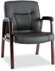 A Picture of product ALE-MA43ALS10M Alera® Madaris Series Bonded Leather Guest Chair with Wood Trim Legs 25.39" x 25.98" 35.62", Black Seat/Back, Mahogany Base