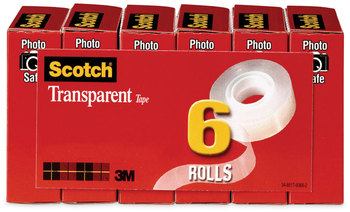 Scotch® Transparent Tape 1" Core, 0.75" x 36 yds, 6/Pack