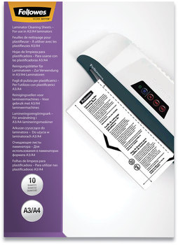 Fellowes® Laminator Cleaning Sheets 3 to 10 mil, 8.5" x 11", White, 10/Pack