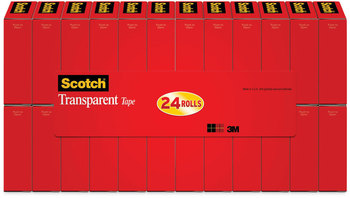 Scotch® Transparent Tape 1" Core, 0.75" x 83.33 ft, 24/Pack