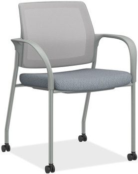 HON® Ignition® Series Mesh Back Mobile Stacking Chair 25 x 21.75 33.5, Basalt/Fog, Textured Silver Base, Ships in 7-10 Bus Days