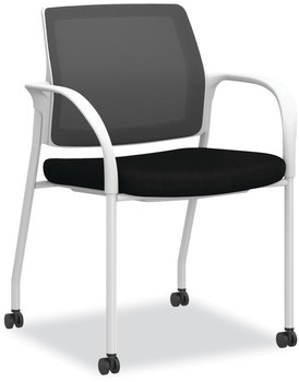 HON® Ignition® Series Mesh Back Mobile Stacking Chair Fabric Seat, 25 x 21.75 33.5, Black/White, Ships in 7-10 Business Days