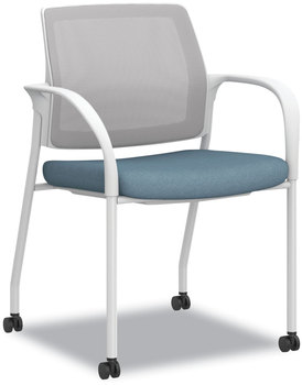 HON® Ignition® Series Mesh Back Mobile Stacking Chair Fabric Seat, 25 x 21.75 33.5, Carolina/Fog/White, Ships in 7-10 Bus Days