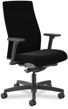 HON® Ignition® 2.0 Upholstered Mid-Back Task Chair 17" to 21.5" Seat Height, Black Fabric Seat/Back, Ships in 7-10 Business Days