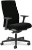 A Picture of product HON-I2U2AHUR10TK HON® Ignition® 2.0 Upholstered Mid-Back Task Chair 17" to 21.5" Seat Height, Black Fabric Seat/Back, Ships in 7-10 Business Days