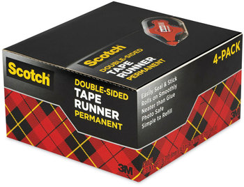 Scotch® Tape Runner 0.31" x 49 ft, Dries Clear, 4/Pack
