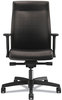 A Picture of product HON-I2UL2AU10TK HON® Ignition® 2.0 Upholstered Mid-Back Task Chair With Lumbar Supports 300 lb, 17" to 22" Seat, Black Vinyl Seat/Back, Base