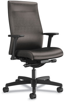 HON® Ignition® 2.0 Upholstered Mid-Back Task Chair With Lumbar Supports 300 lb, 17" to 22" Seat, Black Vinyl Seat/Back, Base