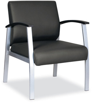 Alera® metaLounge Series Mid-Back Guest Chair 24.6" x 26.96" 33.46", Black Seat, Back, Silver Base