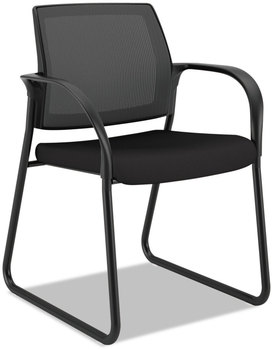 HON® Ignition® Series Mesh Back Guest Chair with Sled Base Fabric Seat, 25" x 22" 34", Black